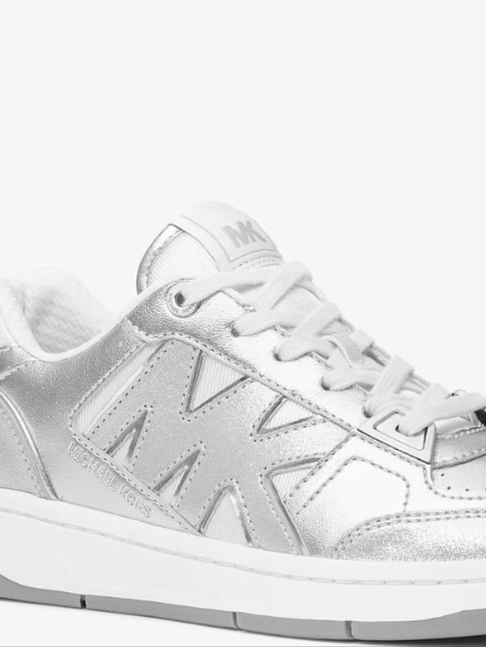 Michael Kors Rebel Metallic Silver Leather Sneakers Women's 10M NIB - Picture 4 of 14